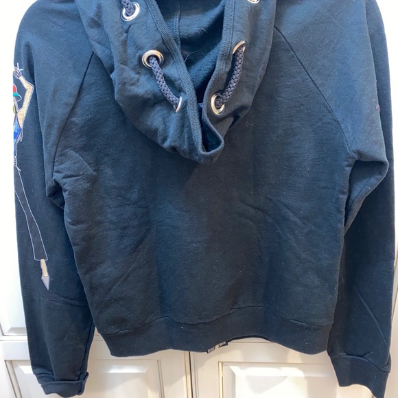 Moshi moshi FULL zip hoodie with graphics on sleeve black Sz M NWOT - Picture 4 of 6